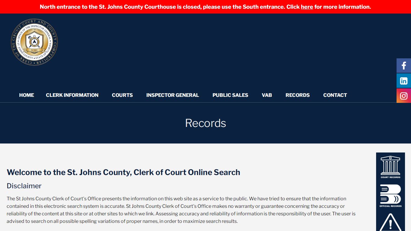 Records - Saint Johns County Clerk of Courts - St. Johns, FL