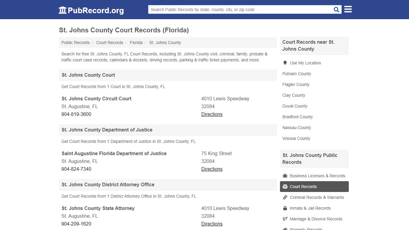 Free St. Johns County Court Records (Florida Court Records)